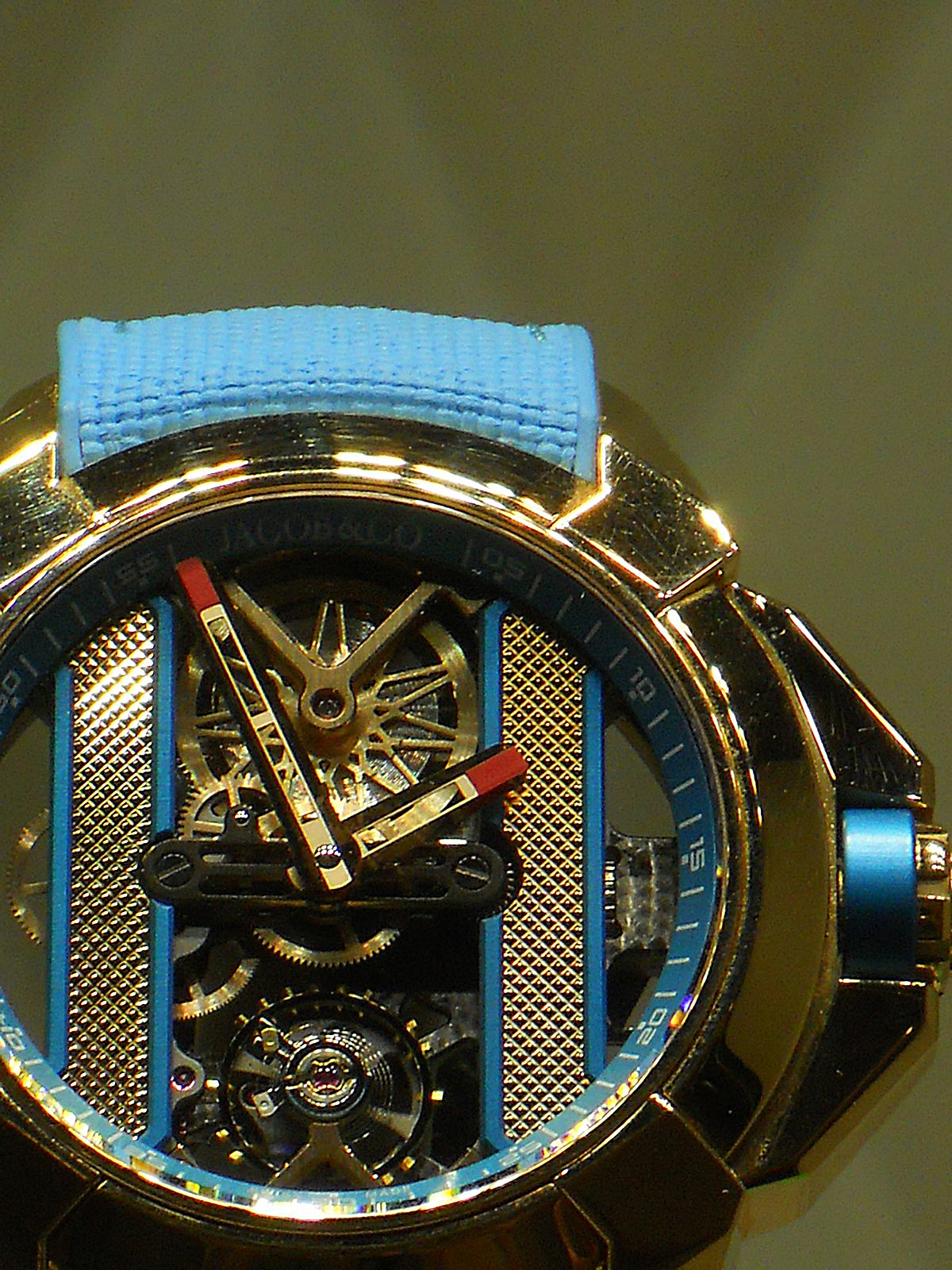 Jacob & Co. Epic X skeleton tourbillon in gold and blue