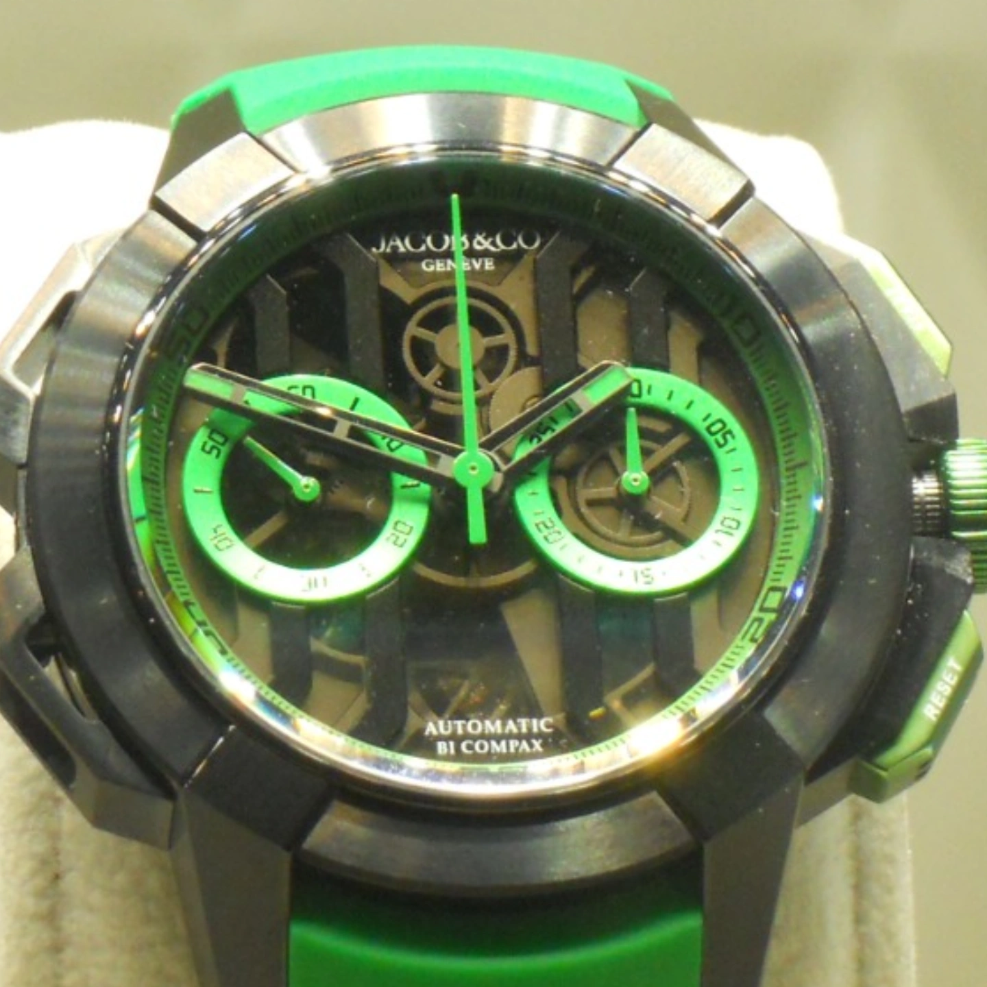 Jacob & Co. Epic X Chrono automatic bi-compax chronograph in black and green